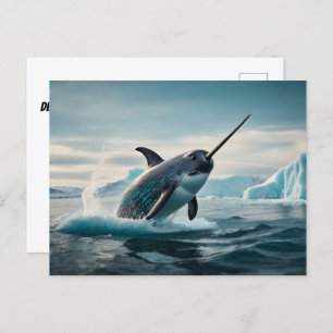 Carte Postale Narwhal sautant hors de l'eau