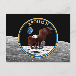 Carte Postale NASA Apollo 11 Atterrissage Lunaire Patch Insigne 