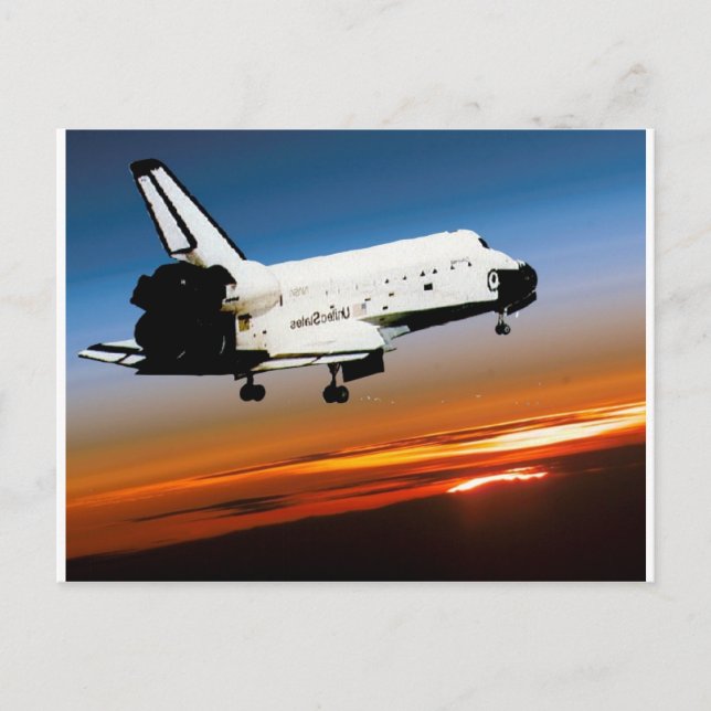 CARTE POSTALE NASA SPACE SHUTTLE FLYING INTO COCOA BEACH (Devant)