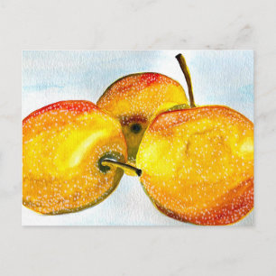 Carte Postale Nashi poires jaune aquarelle fruit