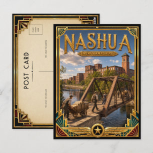 Carte Postale Nashua New Hampshire Art Déco Vintage Âge d'Or