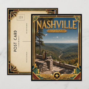 Carte Postale Nashville Indiana Art Déco vintage de l'âge d'or