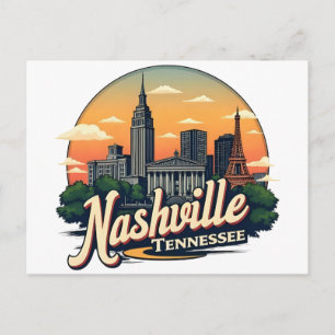 Carte Postale Nashville Tennessee ligne d'horizon rétro