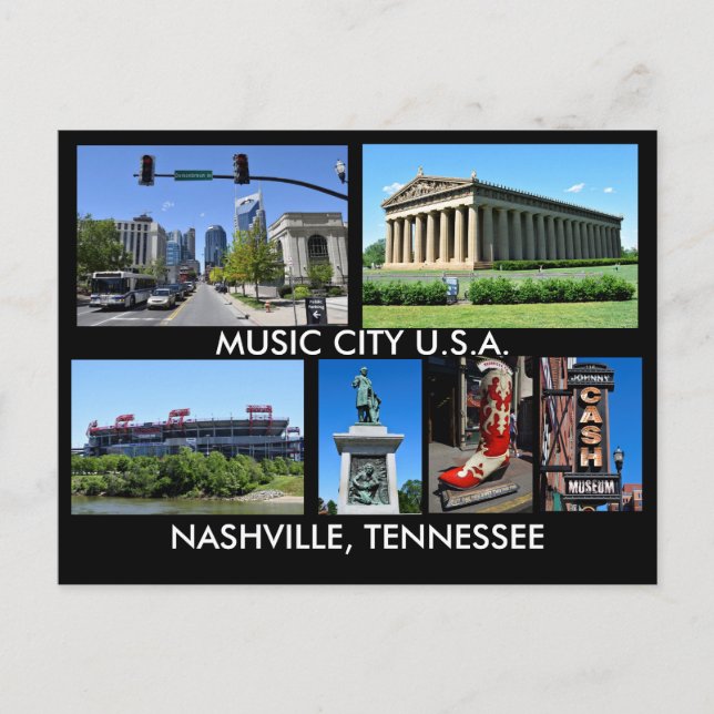 Carte Postale Nashville Tennessee Music City USA (Devant)