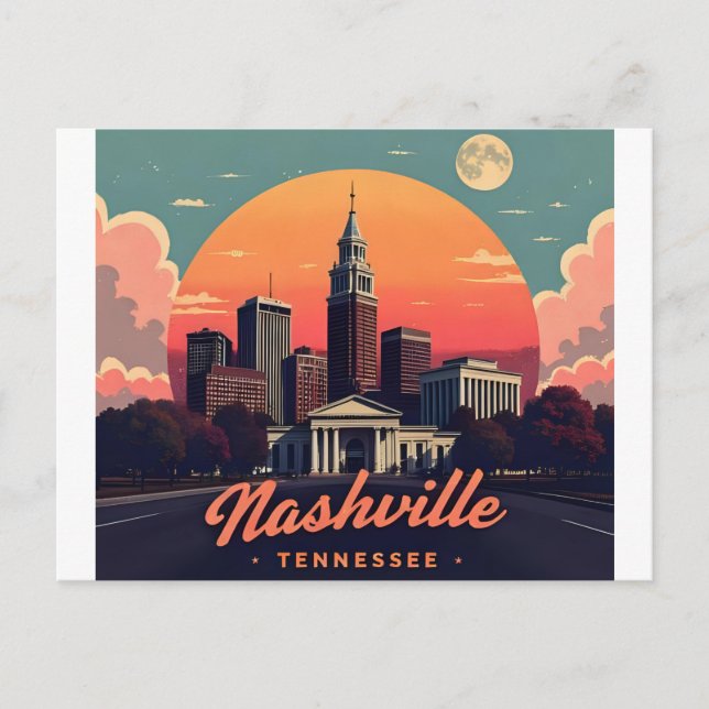 Carte Postale Nashville Tennessee Rétro Skyline (Devant)
