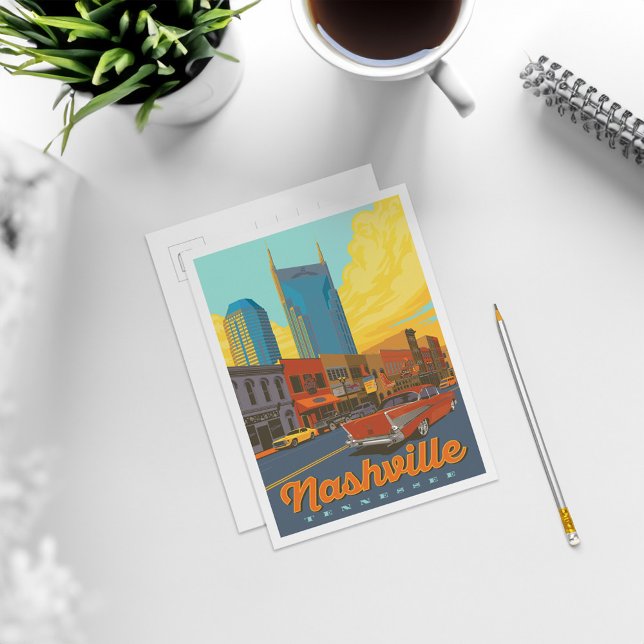 Carte Postale Nashville, Tennessee | Sunset Broadway (Card on coffee table)