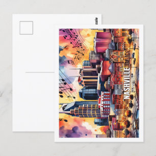 Carte Postale Nashville Tennessee USA Famous Place aquarelle