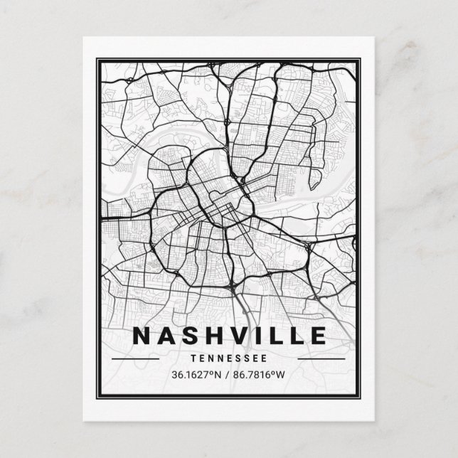 Carte Postale Nashville Tennessee USA Travel City Plan (Devant)