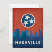 Carte Postale Nashville, TN - Drapeau d'État (Devant / Derrière)