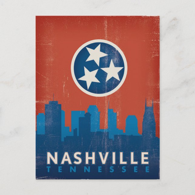 Carte Postale Nashville, TN - Drapeau d'État (Devant)
