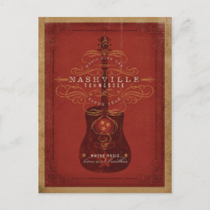 Carte Postale Nashville, TN - Guitare rouge