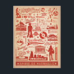 Carte Postale Nashville, TN - Impression Motif<br><div class="desc">Anderson Design Group est une société d'illustration et de conception de pointe située à Nashville,  au Tennessee. Founder Joel Anderson Directives Team of talented artists to create original poster art that looks like classic vintage publicité prints from the 1920s to the 1960s.</div>