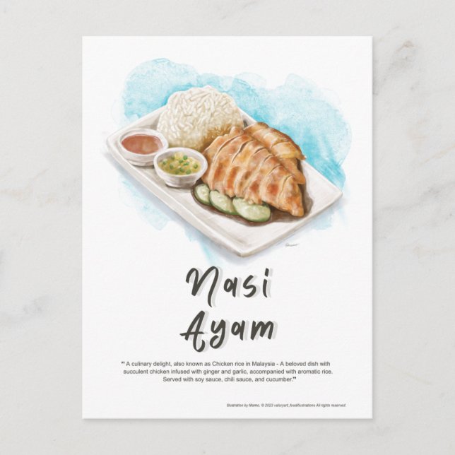 Carte Postale Nasi Ayam Riz au poulet Malaisie (Devant)