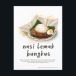 Carte Postale Nasi Lemak Bungkus Malaisie<br><div class="desc">Transportez vos papilles en Malaisie avec mon ensemble de cartes postales imprimables Malaysian Indulgence Collection ! Avec 10 illustrations alléchantes de plats malaisiens emblématiques (voir le reste dans mon magasin), c'est le cadeau idéal pour les amateurs de nourriture, les voyageurs et les amoureux de la culture. De Nasi Lemak à...</div>