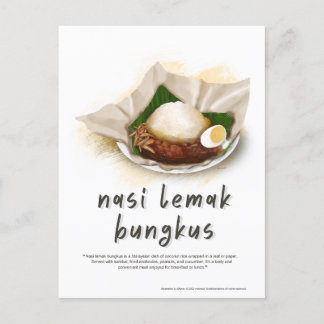 Carte Postale Nasi Lemak Bungkus Malaisie