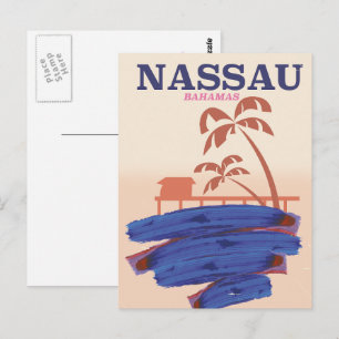 Carte Postale Nassau Bahamas affiche de la plage