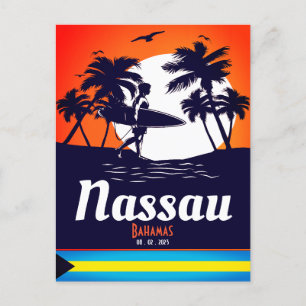 Carte Postale Nassau Palm Tree Bahamas Souvenirs Vintages