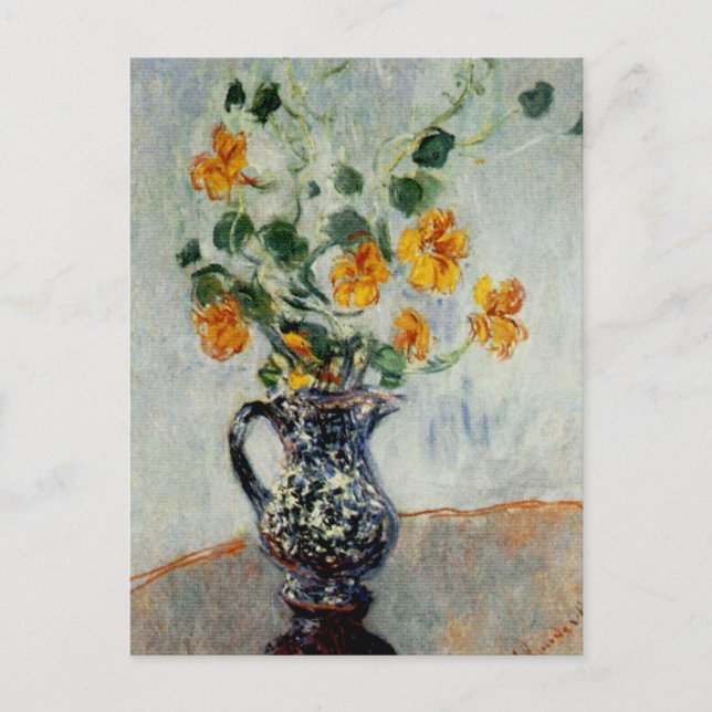 Carte Postale Nasturtiums dans un vase bleu de Monet (Devant)