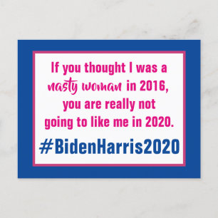Carte Postale Nasty Woman Biden Harris 2020 Election