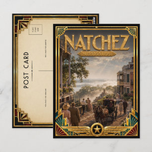 Carte Postale Natchez Mississippi Art Déco Vintage de l'Âge d'Or