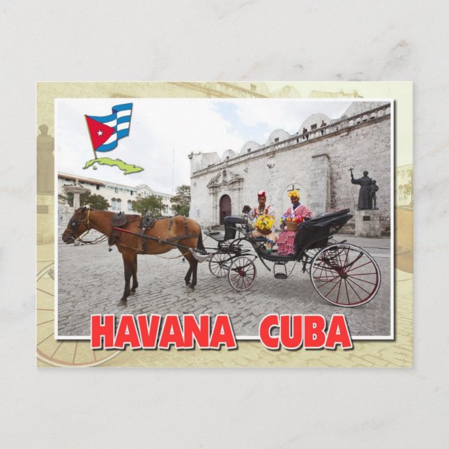 Carte Postale Natifs en costume en calèche, La Havane, Cuba (Devant)