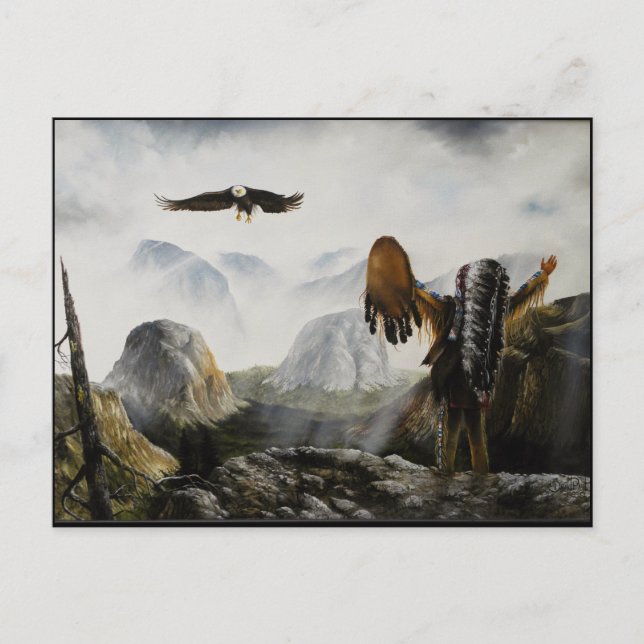 Carte Postale Native American Painting~ Bienvenue Ami (Devant)