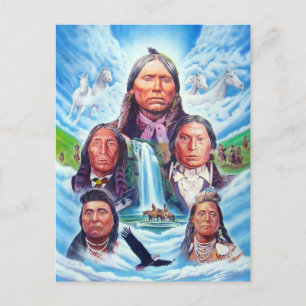 Carte Postale Native American Painting Famous Indian Chiefs