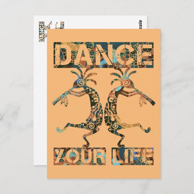 Carte Postale Native Americans Kokopelli - Dance Your Life 1 (Devant / Derrière)