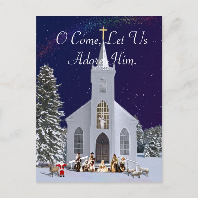 Carte Postale Nativité à l'église (Devant)