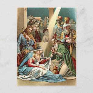Carte Postale Nativité Avec Les Hommes Sages