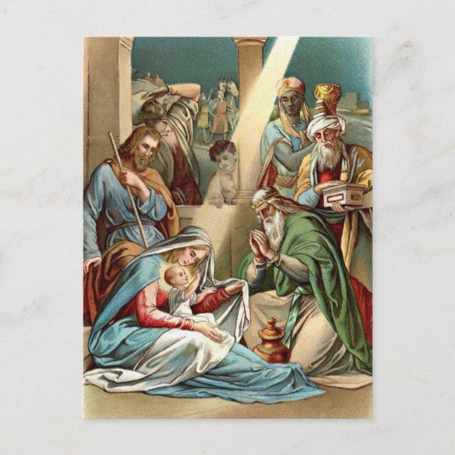 Carte Postale Nativité Avec Les Hommes Sages (Devant)