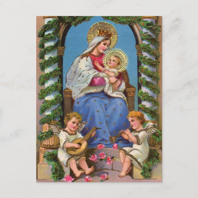 Carte Postale Nativité Avec Madonna Et Enfant (Devant)