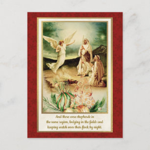 Carte Postale Nativité Bergers & Anges Noël Doré de Christmas