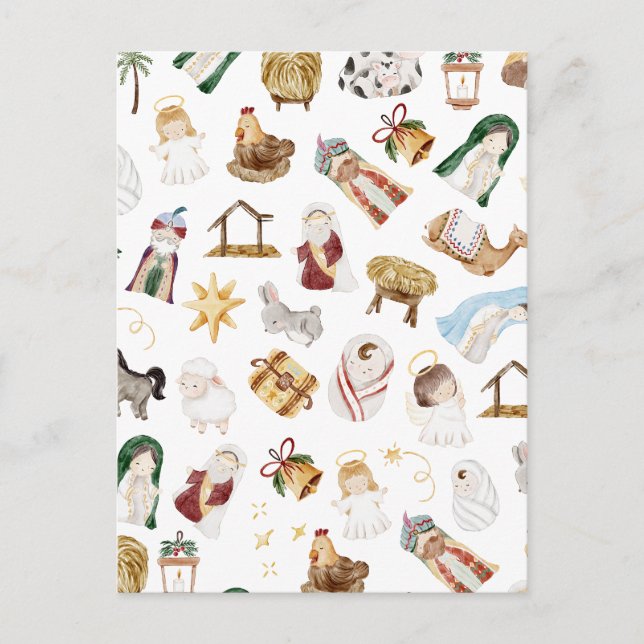 Carte Postale Nativité chrétienne de Noël (Devant)