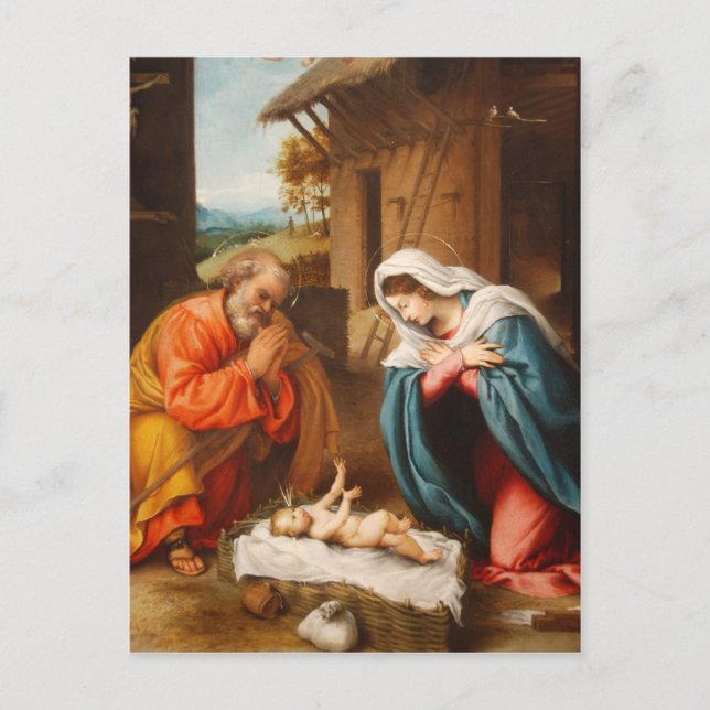 Carte Postale Nativité de Lorenzo Lotto (Devant)