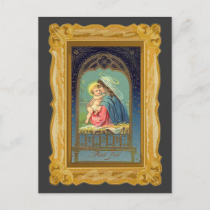 Carte Postale Nativité Marie tenant le bébé Jésus