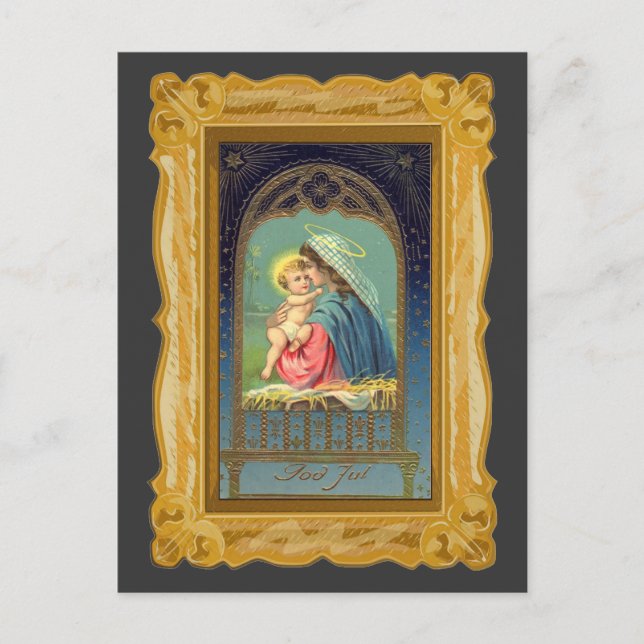 Carte Postale Nativité Marie tenant le bébé Jésus (Devant)