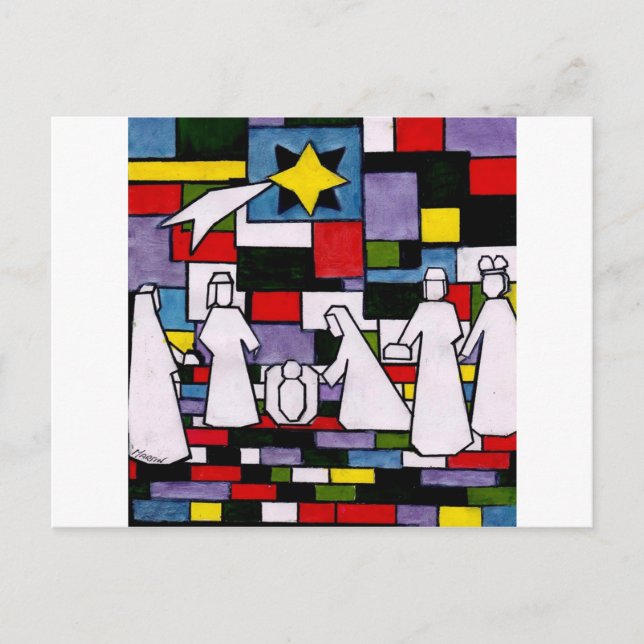 Carte Postale Nativité Mondrienne - De Stijl - Néoplasticisme (Devant)