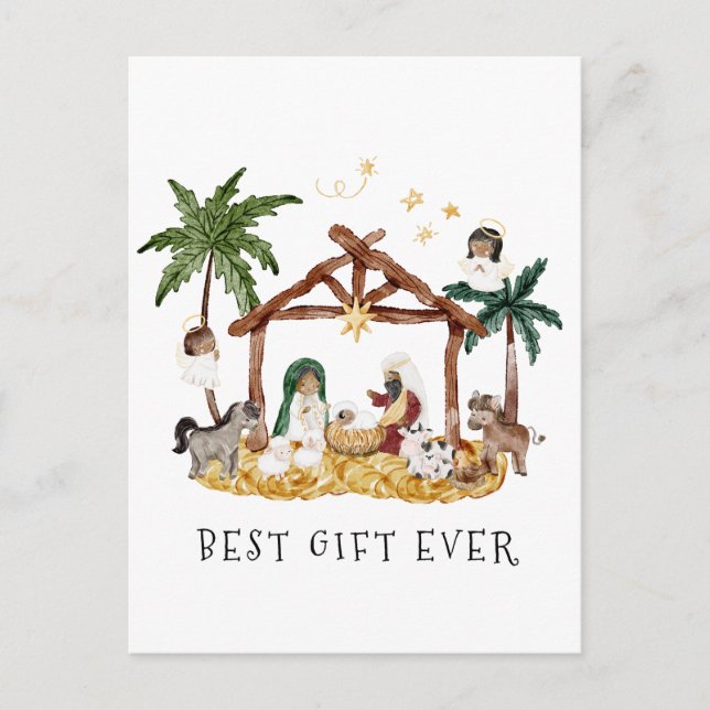 Carte Postale Nativité noire africaine Noël (Devant)