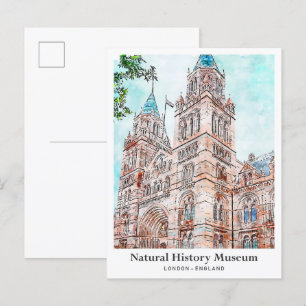 Carte Postale Natural History Museum London Travel Watercolor