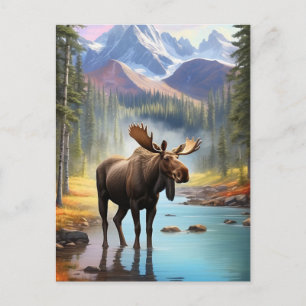 Carte Postale *~* Nature AP49 MOOSE Mountain Forest STREAM