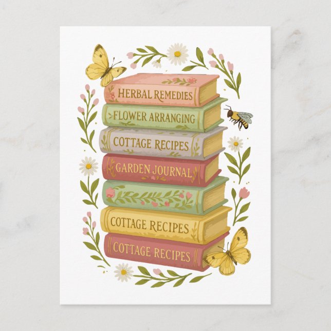 Carte Postale Nature et livre Lover Botanique Stack (Devant)