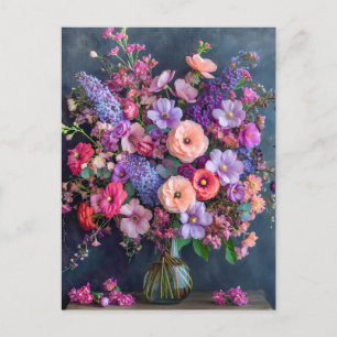 Carte Postale Nature morte avec delphiniums et renoncules