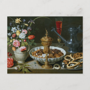 Carte Postale Nature morte avec fleurs, coupe par Clara Peeters