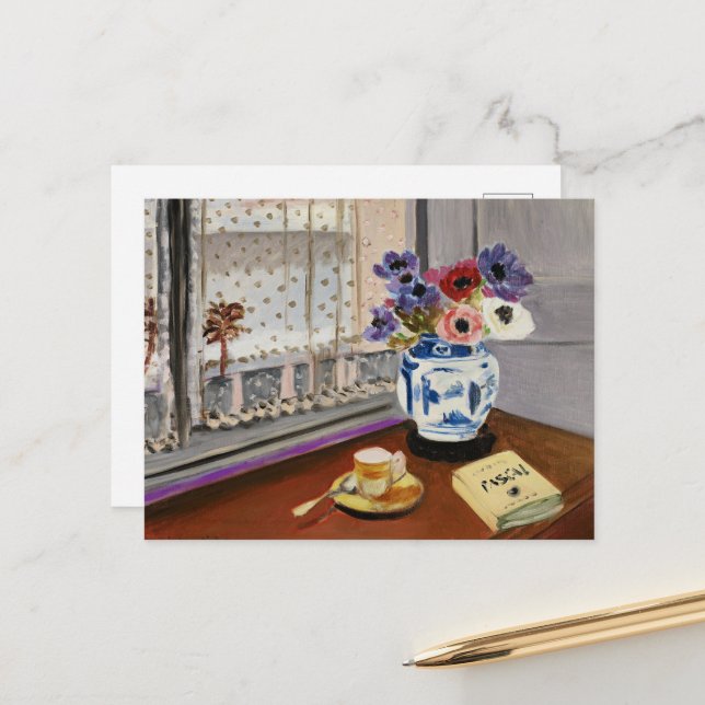 Carte Postale Nature morte avec les Pensées de Pascal, (Devant/Arrière en situation)