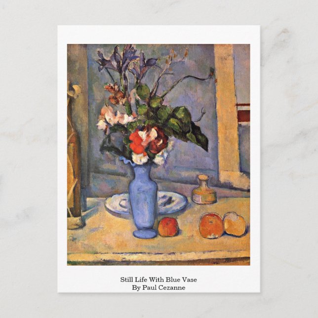 Carte Postale Nature morte avec vase bleu de Paul Cezanne (Devant)