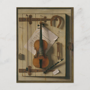 Carte Postale Nature morte avec violon et musique, William Harne