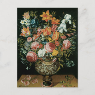 Carte Postale Nature morte baroque vintage Fleurs dans un vase