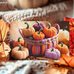 Carte Postale Nature morte de citrouilles automnales au crochet