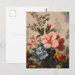 Carte Postale Nature morte florale vintage avec des fleurs tropi